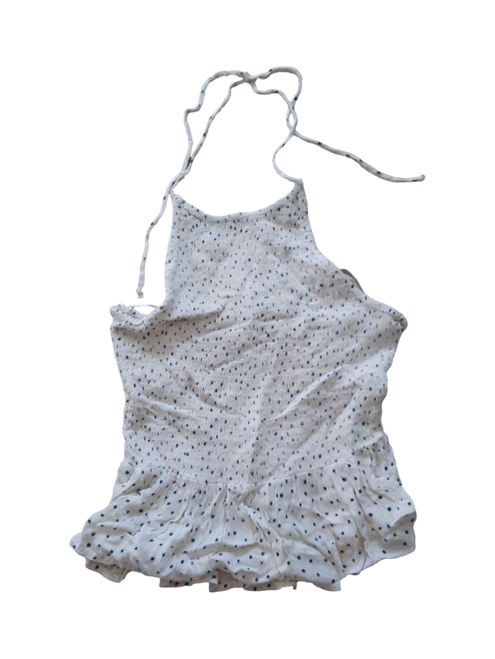 Patrons of Peace White Polka Dot Halter Ruffle Camisole